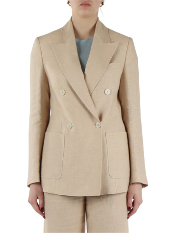 BEIGE | Giacca doppiopetto in lino e viscosa