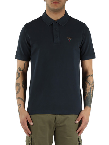 BLU SCURO | Polo regular fit in cotone piquet con ricamo logo