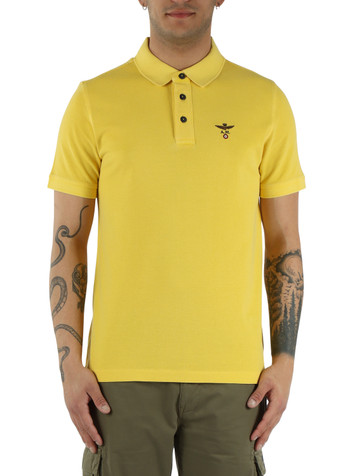 GIALLO | Polo regular fit in cotone piquet con ricamo logo