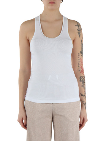 WEISS | Geripptes Stretch-Baumwolltop