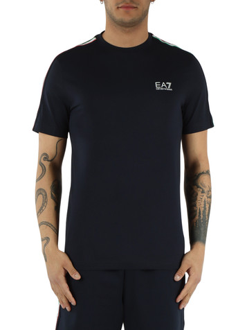 BLU SCURO | T-shirt slim fit in cotone con stampa ITALIA
