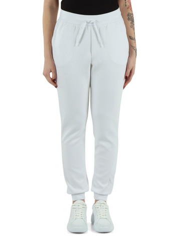 BIANCO | Pantalone sportivo in misto viscosa con logo in strass