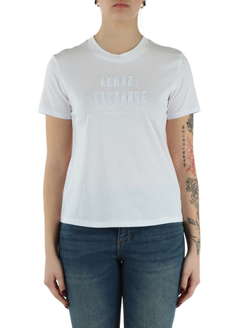BIANCO | T-shirt regular boxy in cotone con ricamo logo