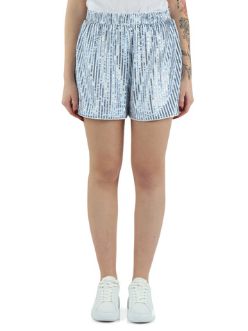 AZURBLAU | Pailletten-Shorts mit Streifen