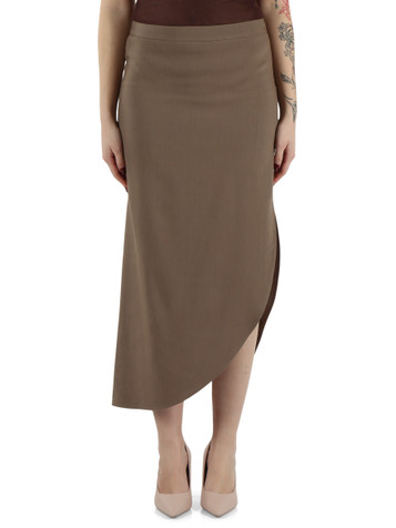 MARRONE | MONOCHROME: Gonna con fondo asimmetrico FERITO