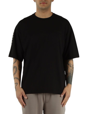 NERO | T-shirt in misto cotone e modal con inserti a contrasto