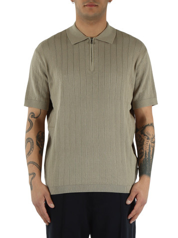 BEIGE | Polo con zip in maglina di cotone