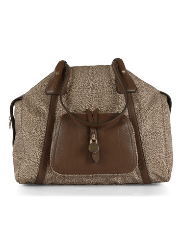 MARRONE | Borsa Shopping Medium Poche in tessuto OP