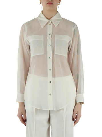 OFF WHITE | MONOCHROME: Camicia in mussola di cotone e seta CENNARE1