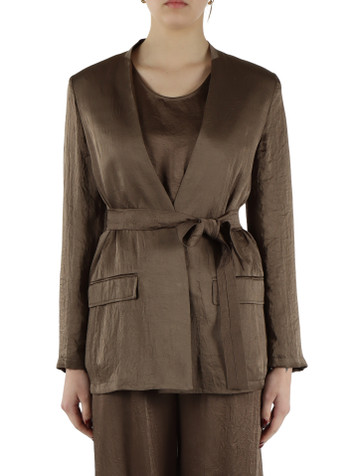 MARRONE | MONOCHROME: Giacca effetto crinckle con cintura PANDA