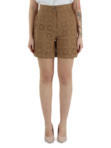 CAMMELLO | Bermuda in cotone STADIO con ricamo Sangallo