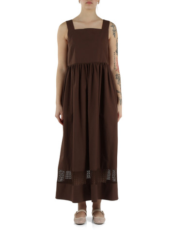 MARRONE | Abito lungo GOLA in popeline di cotone