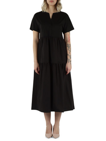 NERO | Abito a balze CAPSULA in jersey e popeline di cotone