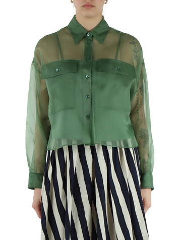 VERDE | Camicia cropped in organza di seta COLOMBA