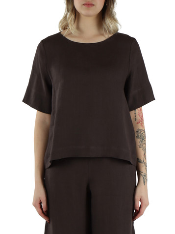 MARRONE | Blusa in lino a scatoletta