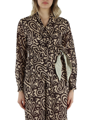 BEIGE | Blusa incrociata in voile di cotone