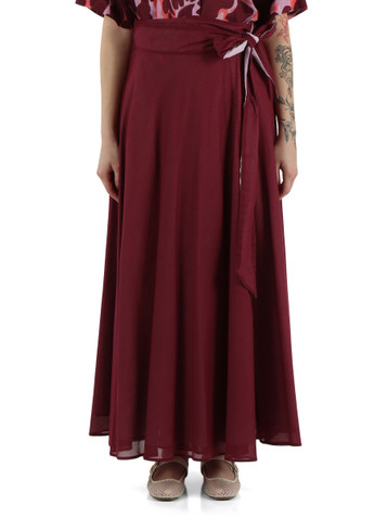 BORDEAUX | Gonna midi reversibile in voile di cotone