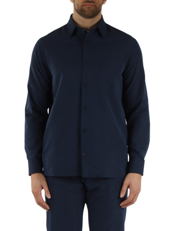 BLU SCURO | Overshirt in tessuto seersucker