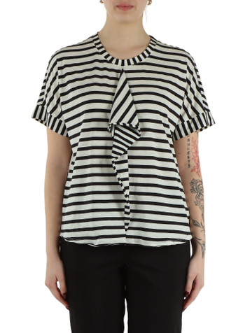 BIANCO/NERO | T-shirt in cotone a righe