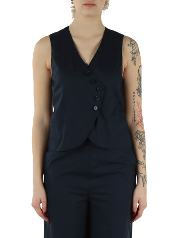 BLU | Gilet in cotone con abbottonatura asimmetrica