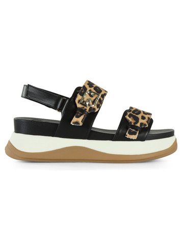 NERO | Sandali FIONA 02 con inserti animalier