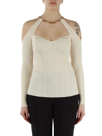 NUDE | Maglia cut-out in misto viscosa a costine