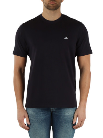 BLU SCURO | T-shirt in jersey di cotone 30/1 con ricamo logo
