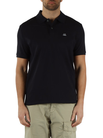 BLU SCURO | Polo in cotone piquet stretch con ricamo logo