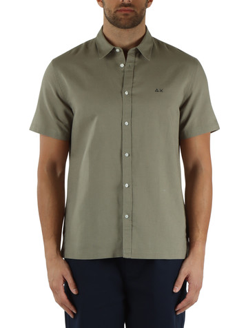 VERDE | Camicia a maniche corte in lino e cotone