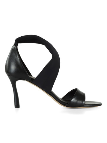 NERO | Sandali in pelle con fascia in tessuto