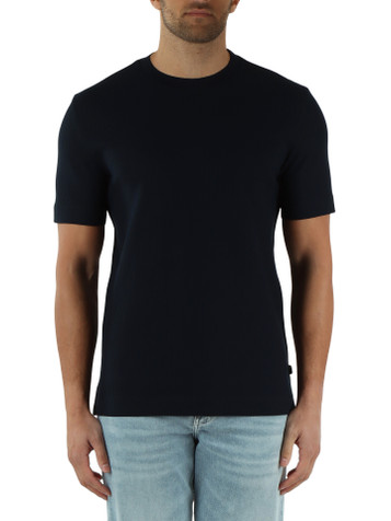 BLU | T-shirt in cotone mercerizzato con motivo decorativo