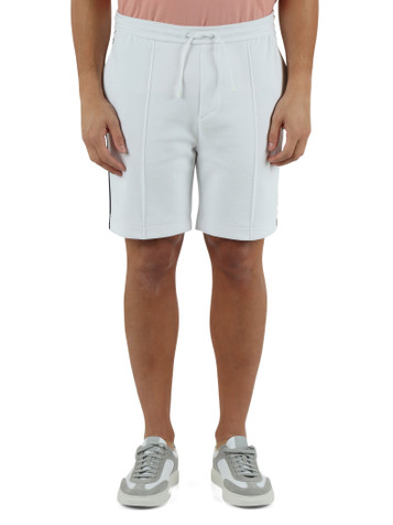 BIANCO | Pantaloncini sportivi in misto cotone piquet con ricamo logo