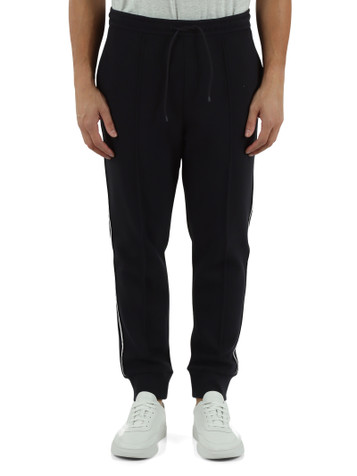 BLU SCURO | Pantaloni sportivi in misto cotone piquet con ricamo logo
