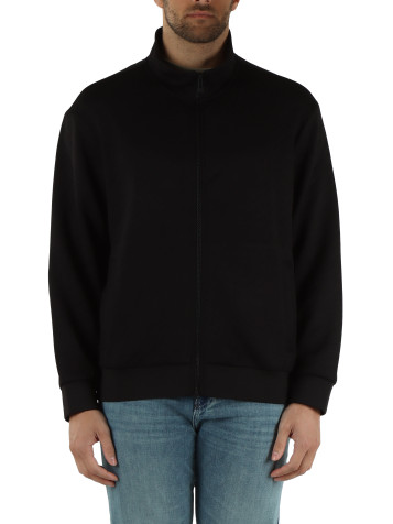 SCHWARZ | Zip-Sweatshirt mit Allover-Logomuster