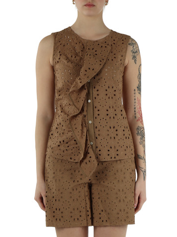 CAMMELLO | Camicia smanicata in cotone ricamato GRADI