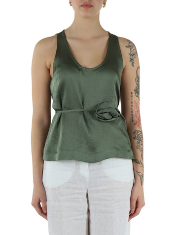 GRÜN | MONOCHROME: Top mit Crinkle-Effekt APOGEO