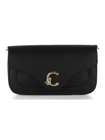 SCHWARZ | Schultertasche aus genarbtem Leder C-ME Medium