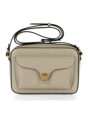 BEIGE | Borsa a tracolla in pelle martellata BEAT Large
