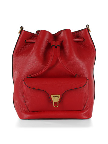 ROSSO | Secchiello a tracolla in pelle martellata BEAT GENERATION Medium
