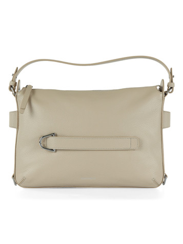 BEIGE | GRETEL RIBBON Medium Schultertasche aus genarbtem Leder
