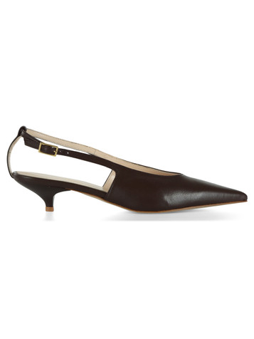 MARRONE | Scarpe slingback in pelle con fascetta posteriore