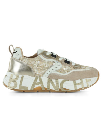 BEIGE | Sneakers CLUB105 in suede e tessuto con paillettes