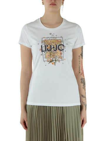 WEISS | BETTER: Baumwoll-T-Shirt mit Strasssteinen