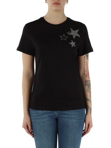 SCHWARZ | BETTER: T-Shirt aus Baumwolle mit Strass-Logo
