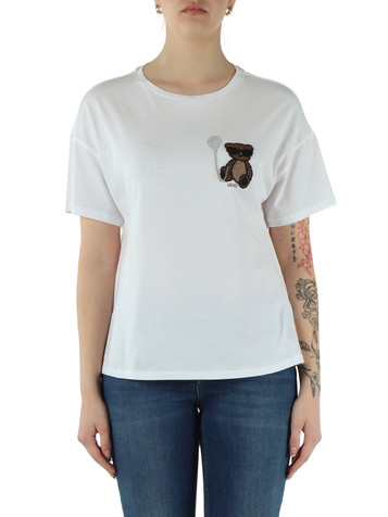 WEISS | BETTER: Baumwoll-T-Shirt mit bestickten Perlen