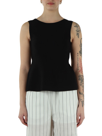 NERO | Top in misto viscosa e popeline con fiocco posteriore