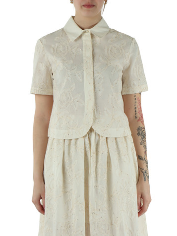 PANNA | Camicia in cotone con ricami e micro paillettes
