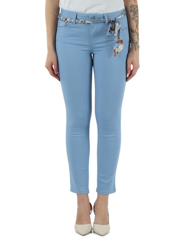 AZZURRO | Pantalone cinque tasche in gabardina di cotone