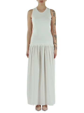 BIANCO | Abito lungo in doppio tessuto con dettagli cut-out