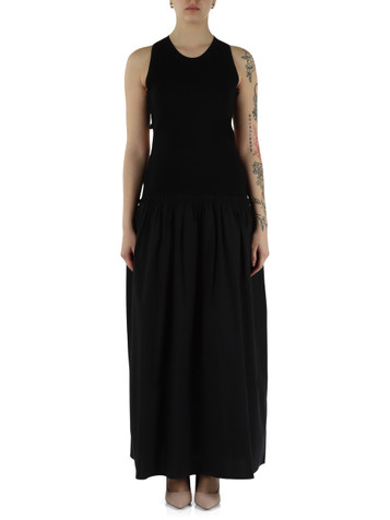 NERO | Abito lungo in doppio tessuto con dettagli cut-out